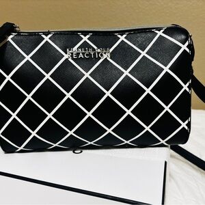 Kenneth Cole Reaction Black and White Grid Crossbody Bag